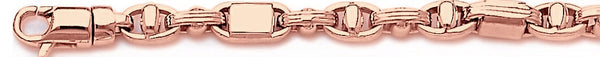 14k rose gold, 18k pink gold chain 6mm Triple Bullet I Chain Necklace